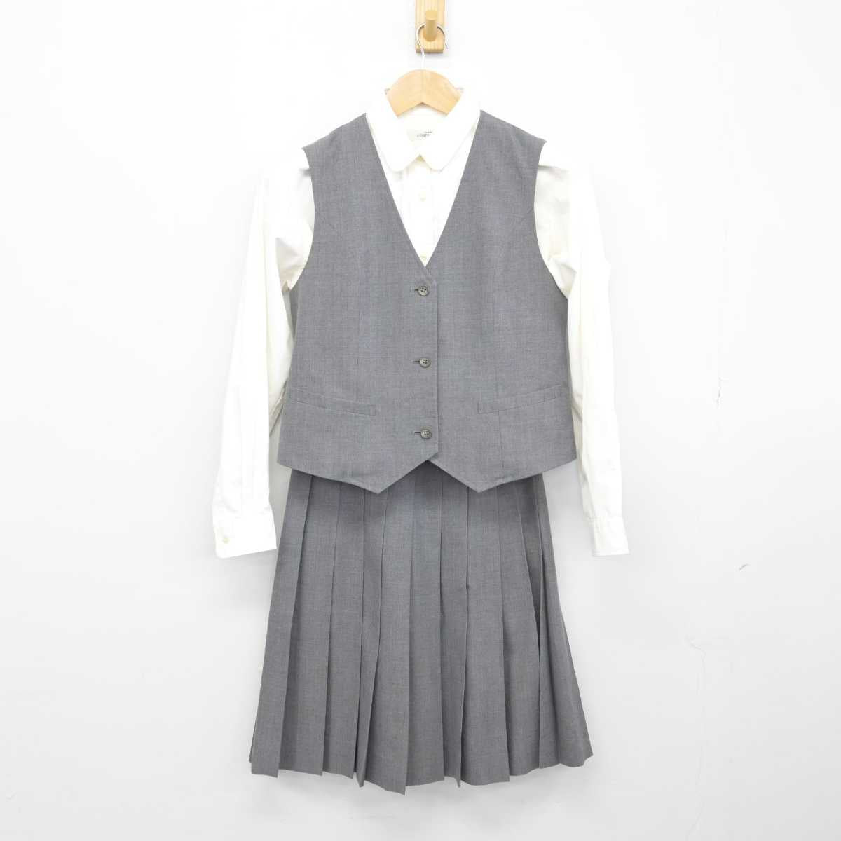 【中古】香川県 高松北高等学校 女子制服 3点（ベスト・シャツ・スカート）sf032576