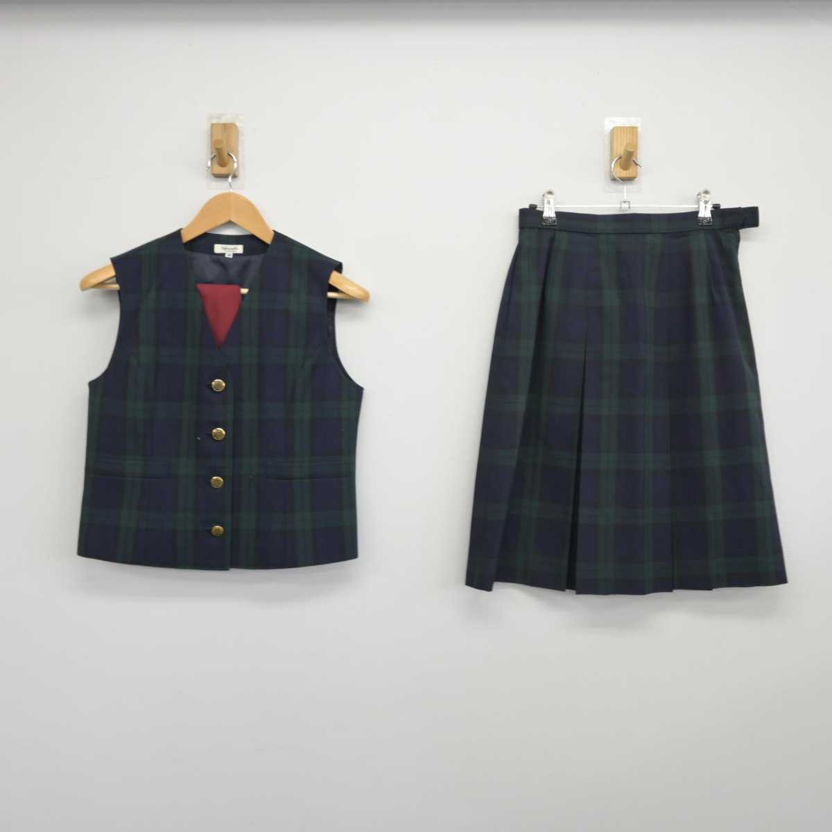 【中古】熊本県 東稜高等学校 女子制服 4点（ブレザー・ベスト・スカート）sf032592