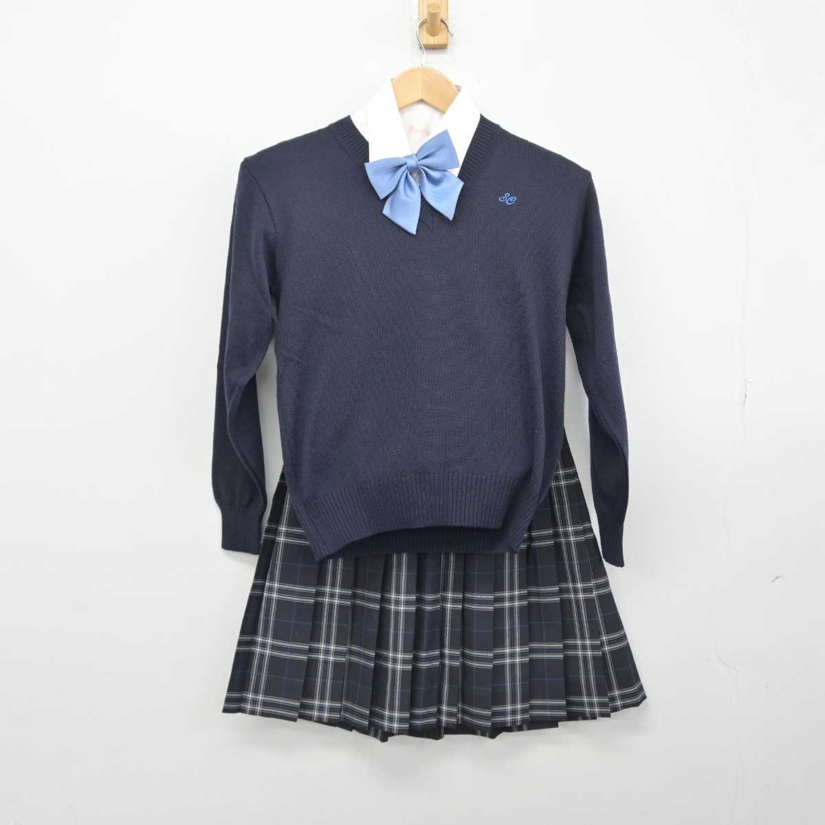 【中古】愛知県 聖カピタニオ高等学校 女子制服 5点（ブレザー・ニット・シャツ・スカート）sf032621