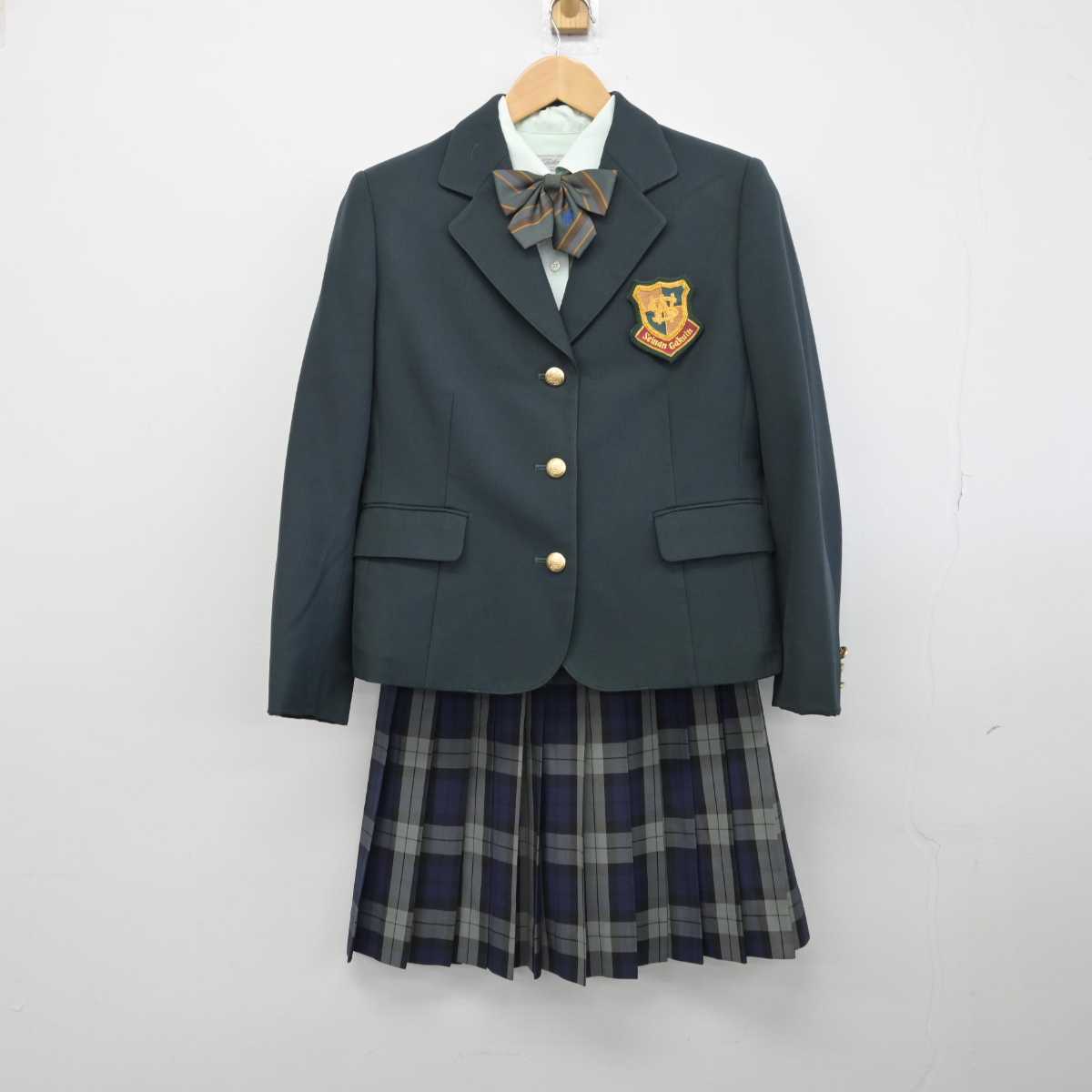 【中古】福岡県 西南学院高等学校 女子制服 5点（ブレザー・シャツ・ニット・スカート）sf032665