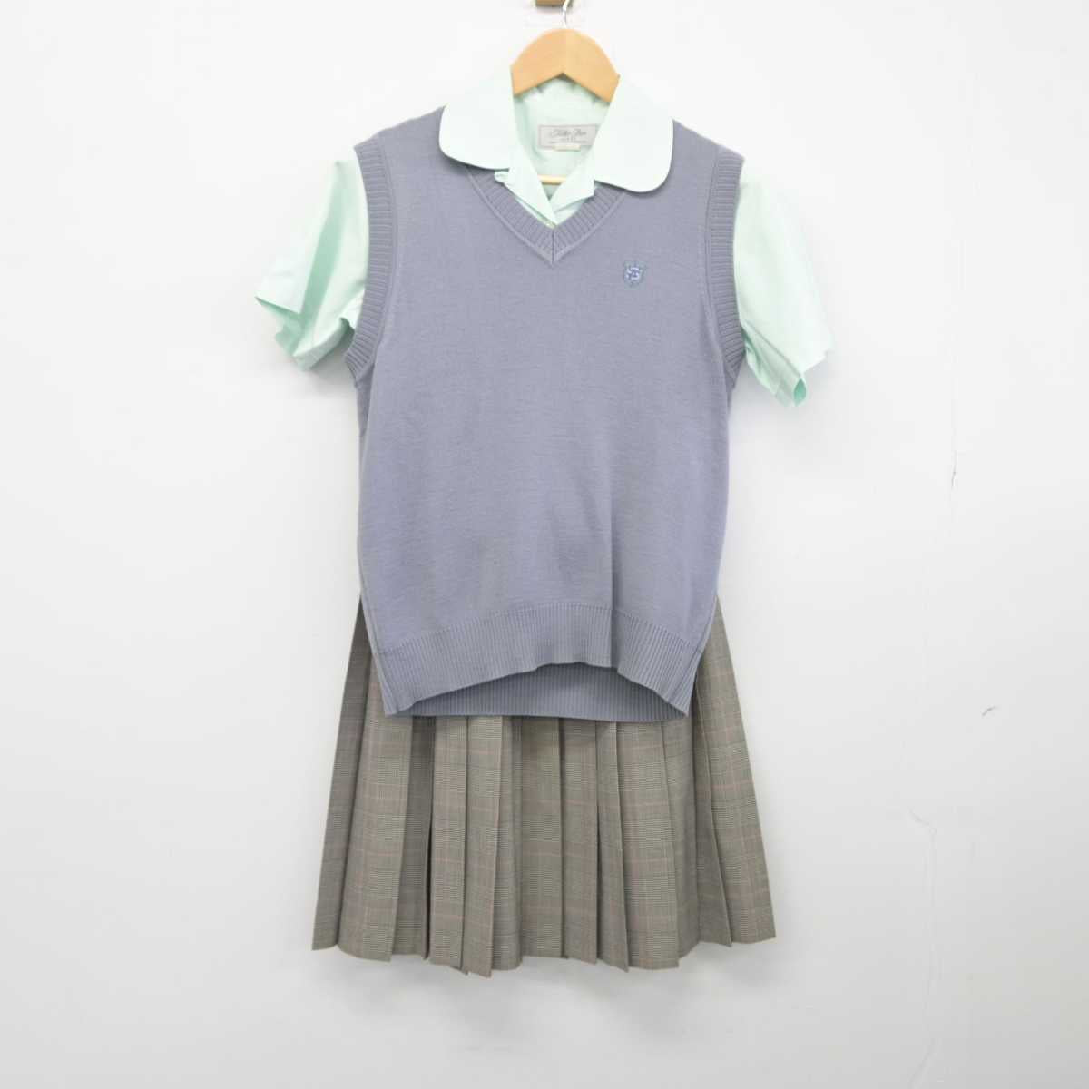 【中古】福岡県 西南学院高等学校 女子制服 3点（シャツ・ニットベスト・スカート）sf032666