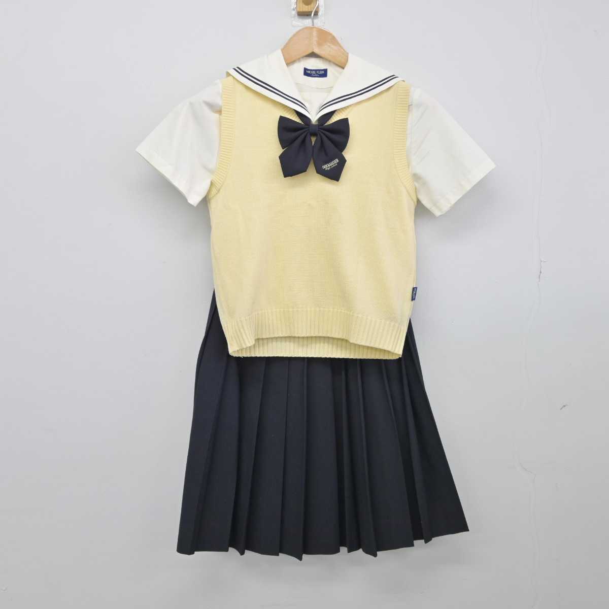 【中古】愛知県 桜花学園高等学校 女子制服 4点（セーラー服・ニットベスト・スカート）sf032670