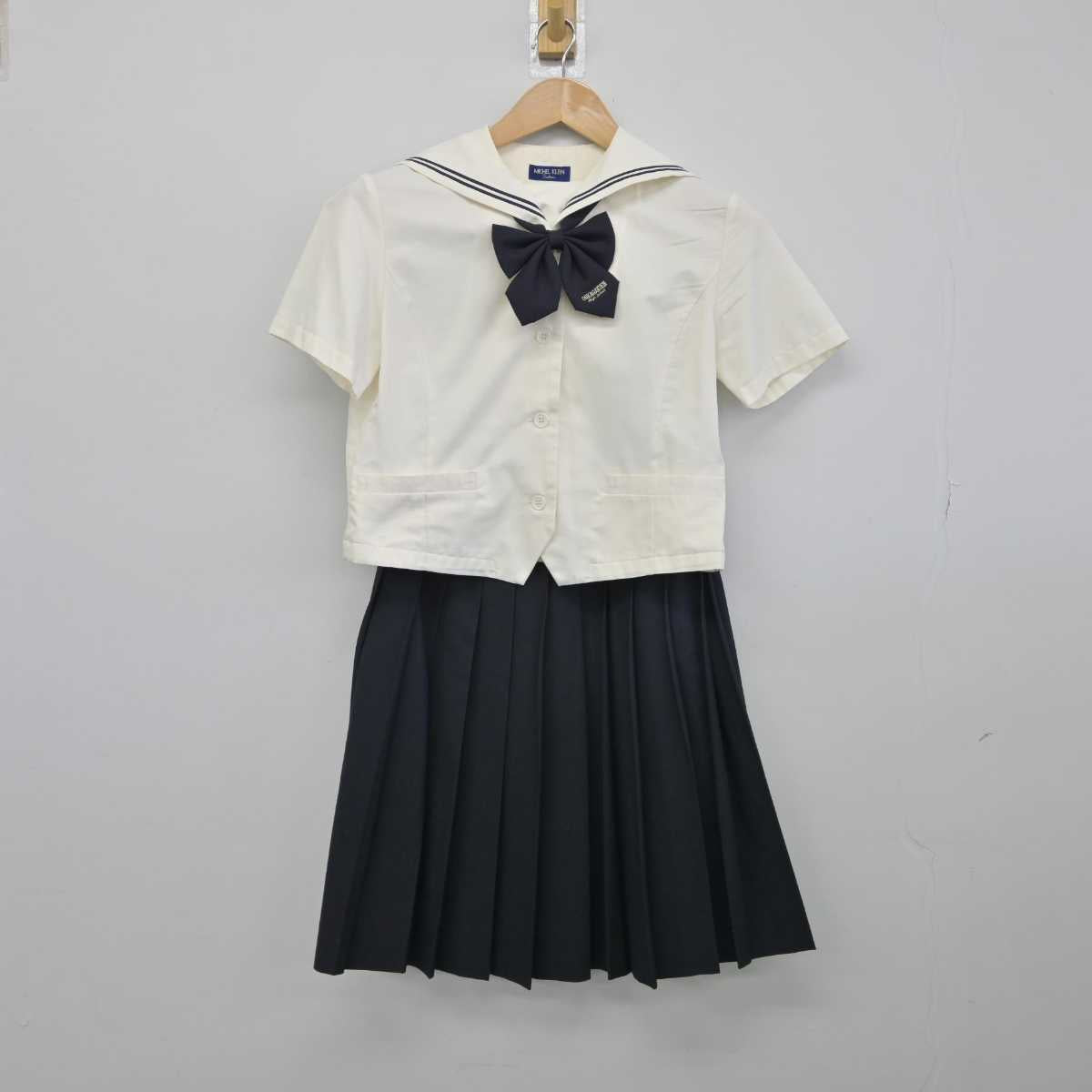 【中古】愛知県 桜花学園高等学校 女子制服 4点（セーラー服・ニットベスト・スカート）sf032670