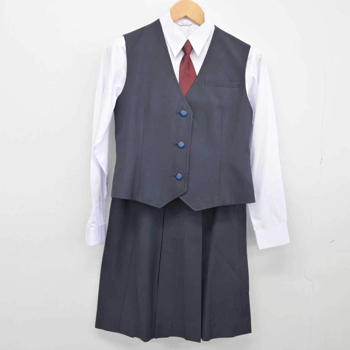 【中古】熊本県 熊本北高等学校 女子制服 5点（ブレザー・ベスト・シャツ・スカート）sf032703