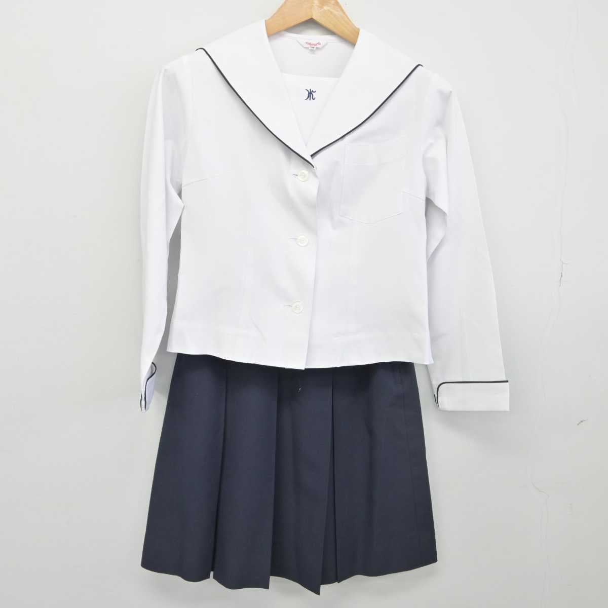 【中古】熊本県 熊本北高等学校 女子制服 2点（セーラー服・スカート）sf032706