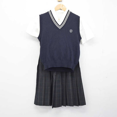 【中古】埼玉県 埼玉県立北本高等学校 女子制服 3点（ニットベスト・シャツ・スカート）sf032735