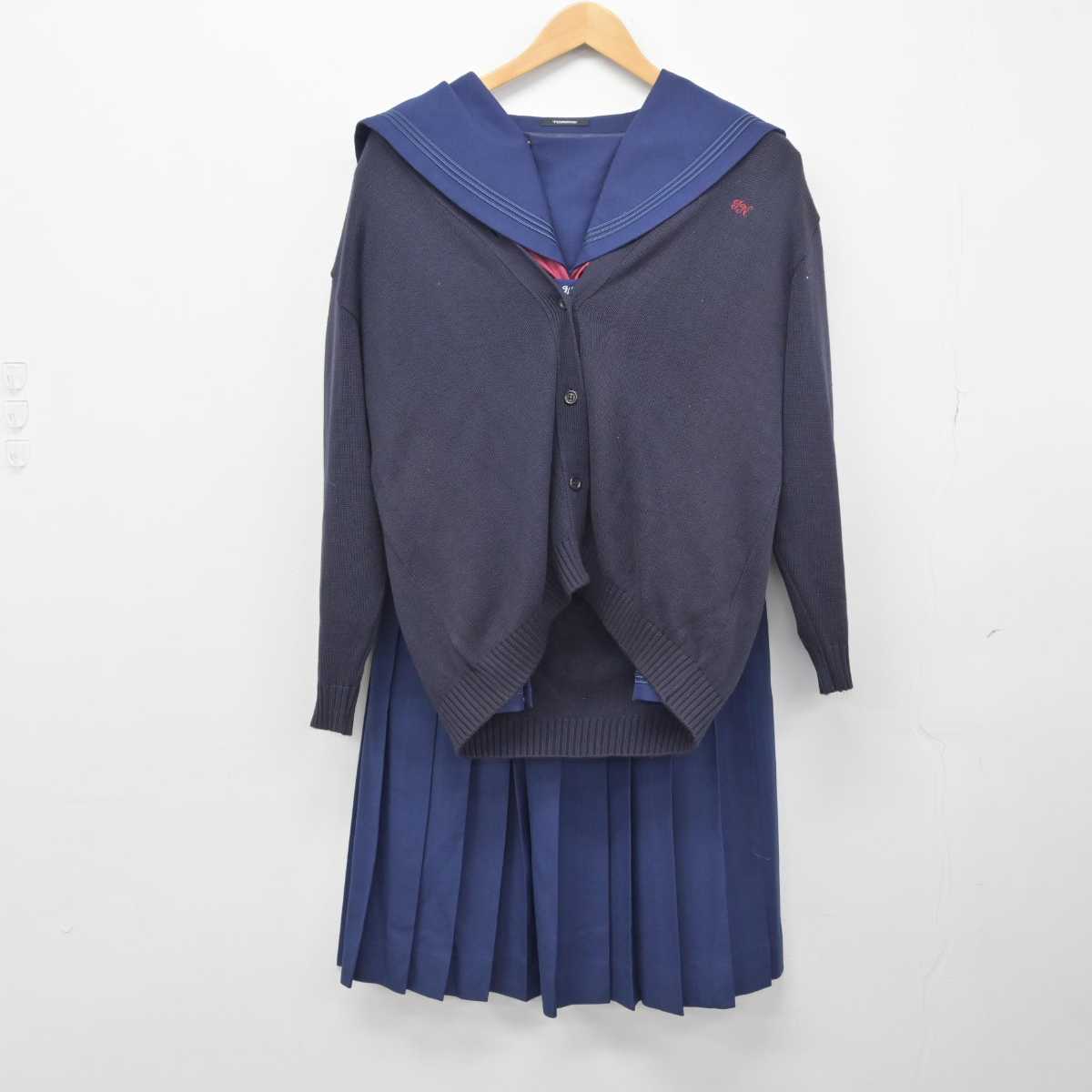 【中古】北海道 滝川西高等学校 女子制服 4点（セーラー服・ニット・スカート）sf032741