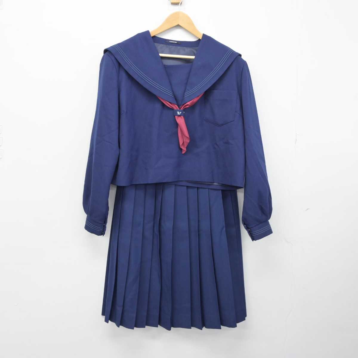 【中古】北海道 滝川西高等学校 女子制服 4点（セーラー服・ニット・スカート）sf032741