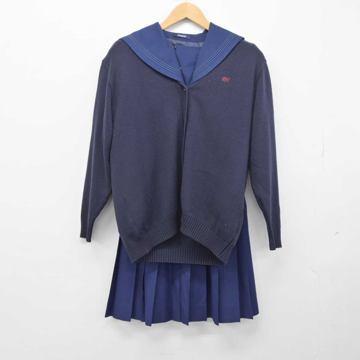 【中古】北海道 滝川西高等学校 女子制服 4点（セーラー服・ニット・スカート）sf032743