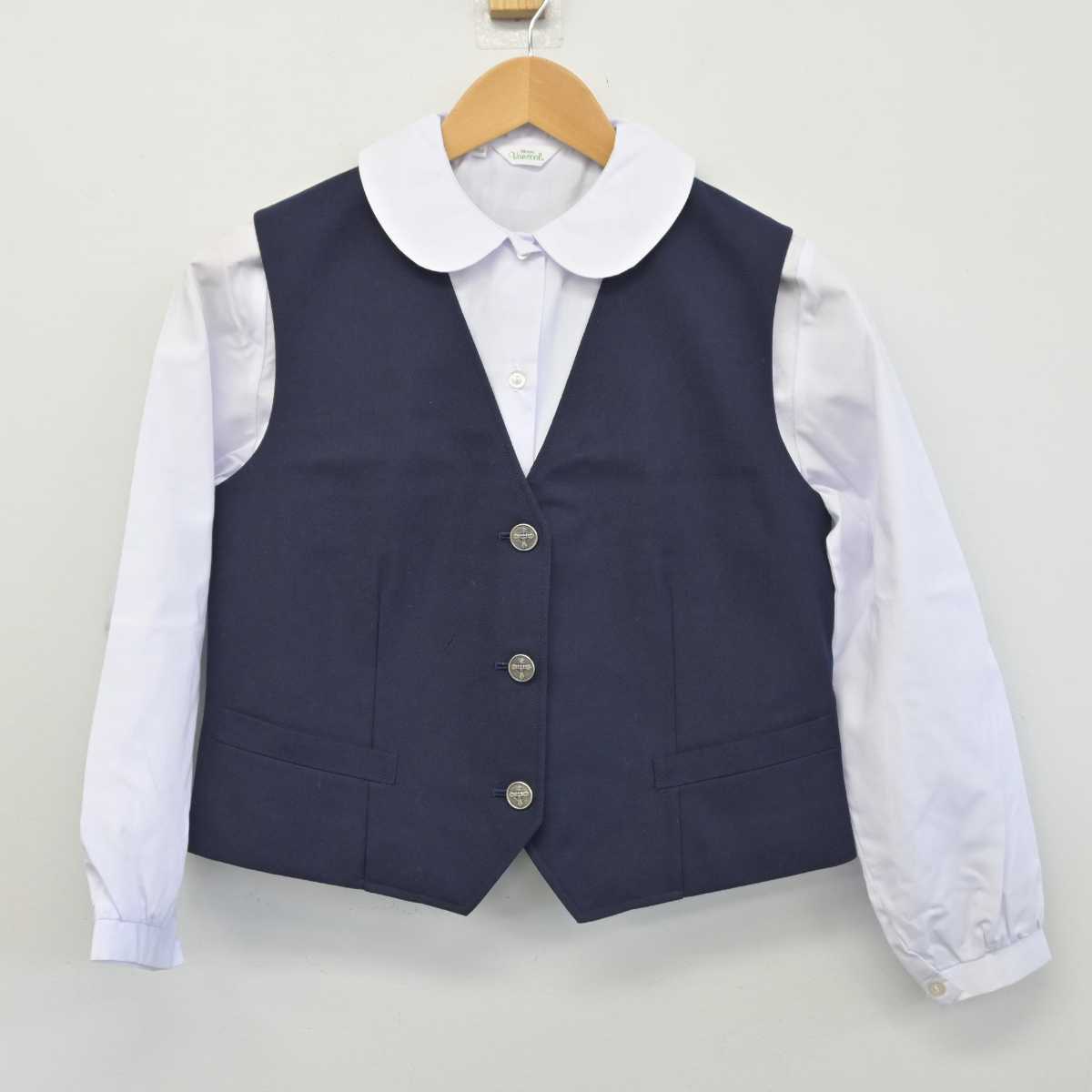 【中古】大阪府 堺市立津久野中学校 女子制服 2点（ベスト・シャツ）sf032801