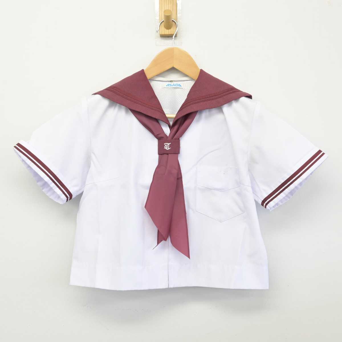 【中古】大阪府 堺市立津久野中学校 女子制服 3点（セーラー服・スカート）sf032802