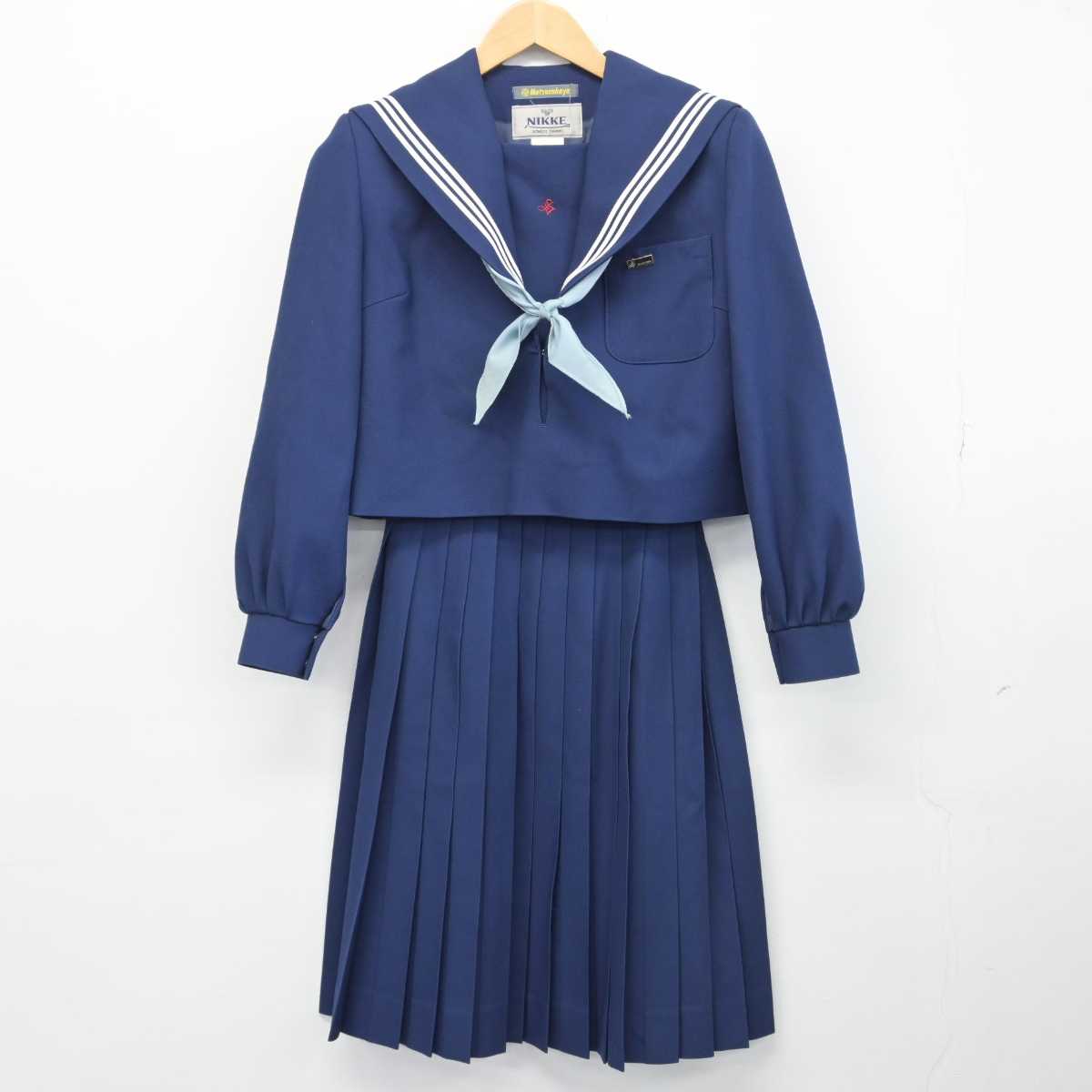 【中古】愛知県 愛知淑徳中学校 女子制服 5点（セーラー服・ニット・スカート）sf032812