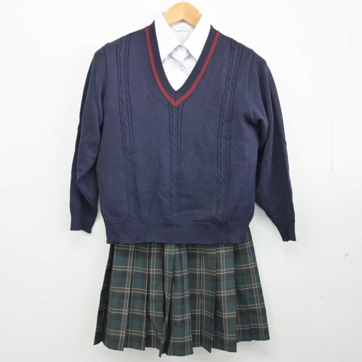 【中古】兵庫県 三田西陵高等学校 女子制服 3点（ニット・シャツ・スカート）sf032874