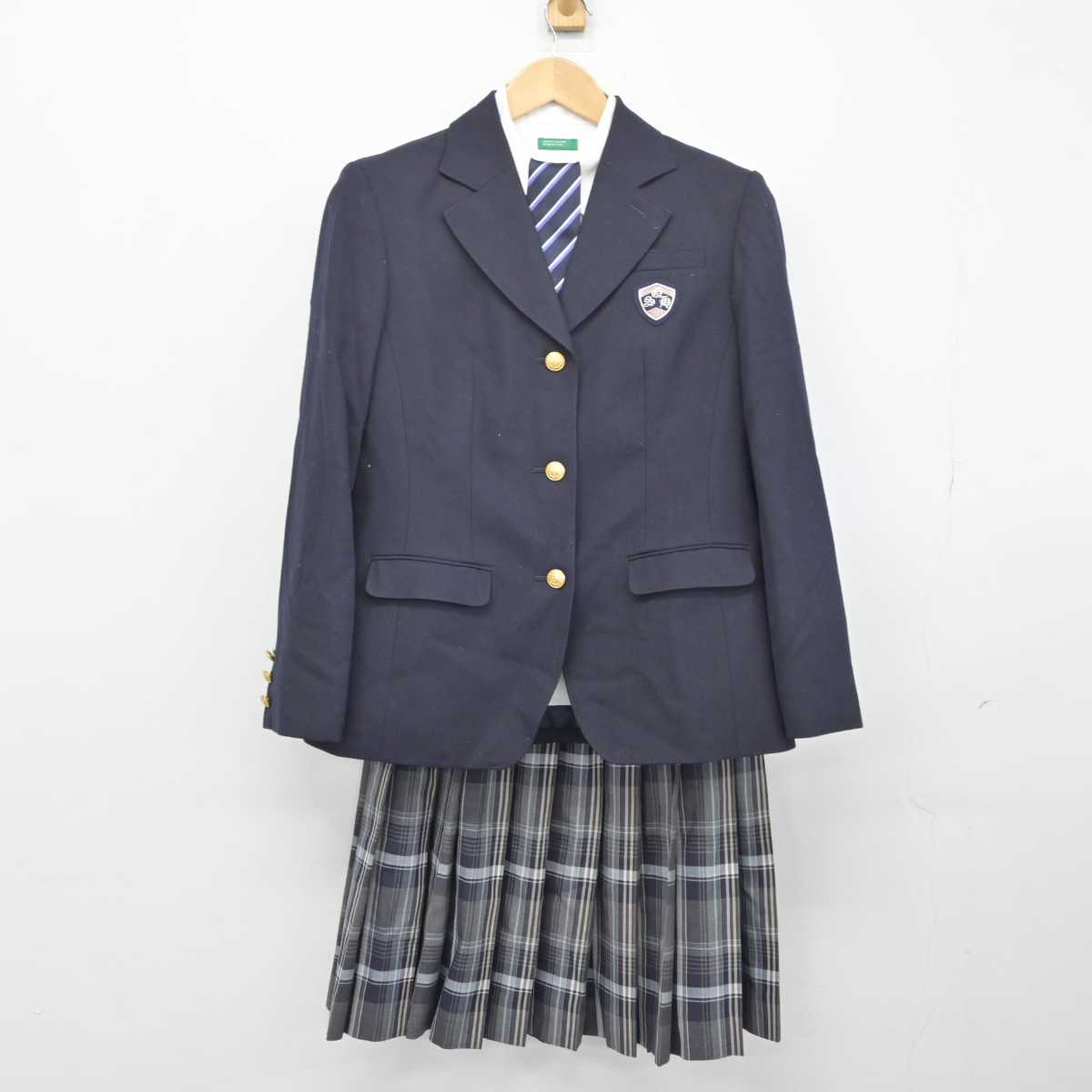 【中古】大阪府 四條畷学園高等学校 女子制服 4点（ブレザー・シャツ・スカート）sf032899