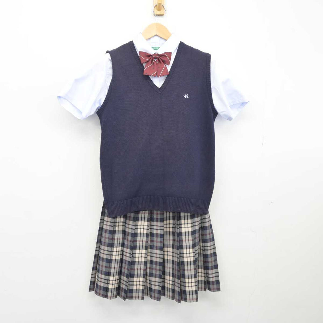 【中古】大阪府 四條畷学園高等学校 女子制服 4点（ニットベスト・シャツ・スカート）sf032901