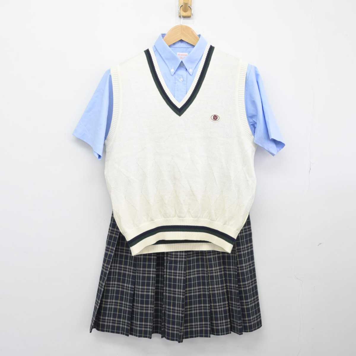 【中古】東京都 正則高等学校 女子制服 5点（ニットベスト・シャツ・スカート）sf032914