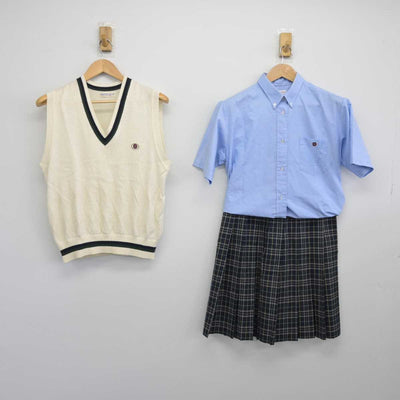 【中古】東京都 正則高等学校 女子制服 5点（ニットベスト・シャツ・スカート）sf032914