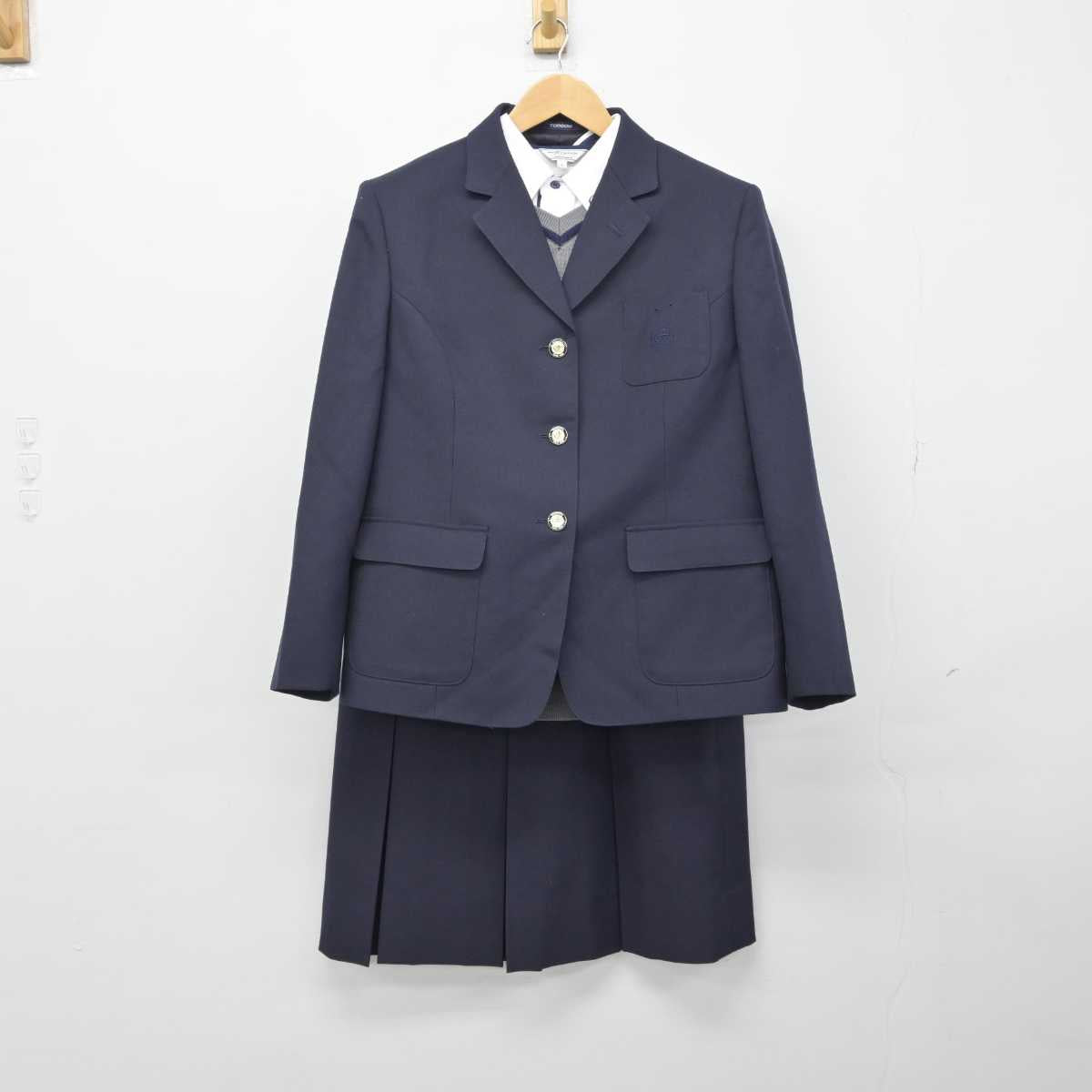 【中古】広島県 広島市立大塚中学校 女子制服 4点（ブレザー・ニット・シャツ・スカート）sf032978