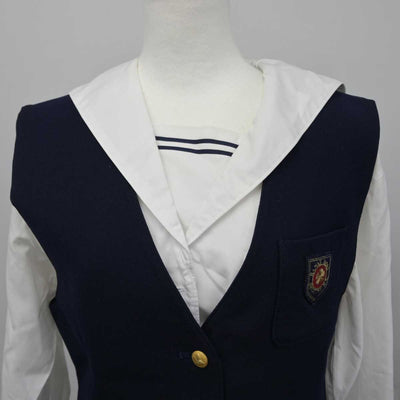 【中古】岡山県 就実高等学校 女子制服 4点（ブレザー・ベスト・シャツ・スカート）sf032989