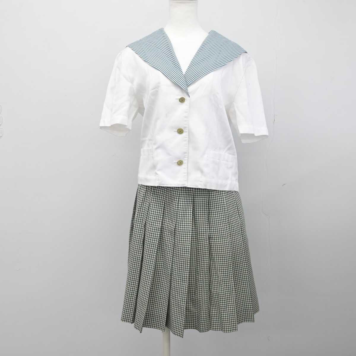 【中古】岡山県 就実高等学校 女子制服 2点（シャツ・スカート）sf032992