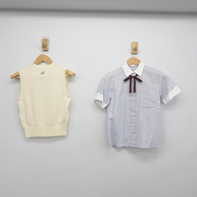 【中古】大阪府 履正社高等学校 女子制服 5点（ニットベスト・シャツ・スカート）sf033051