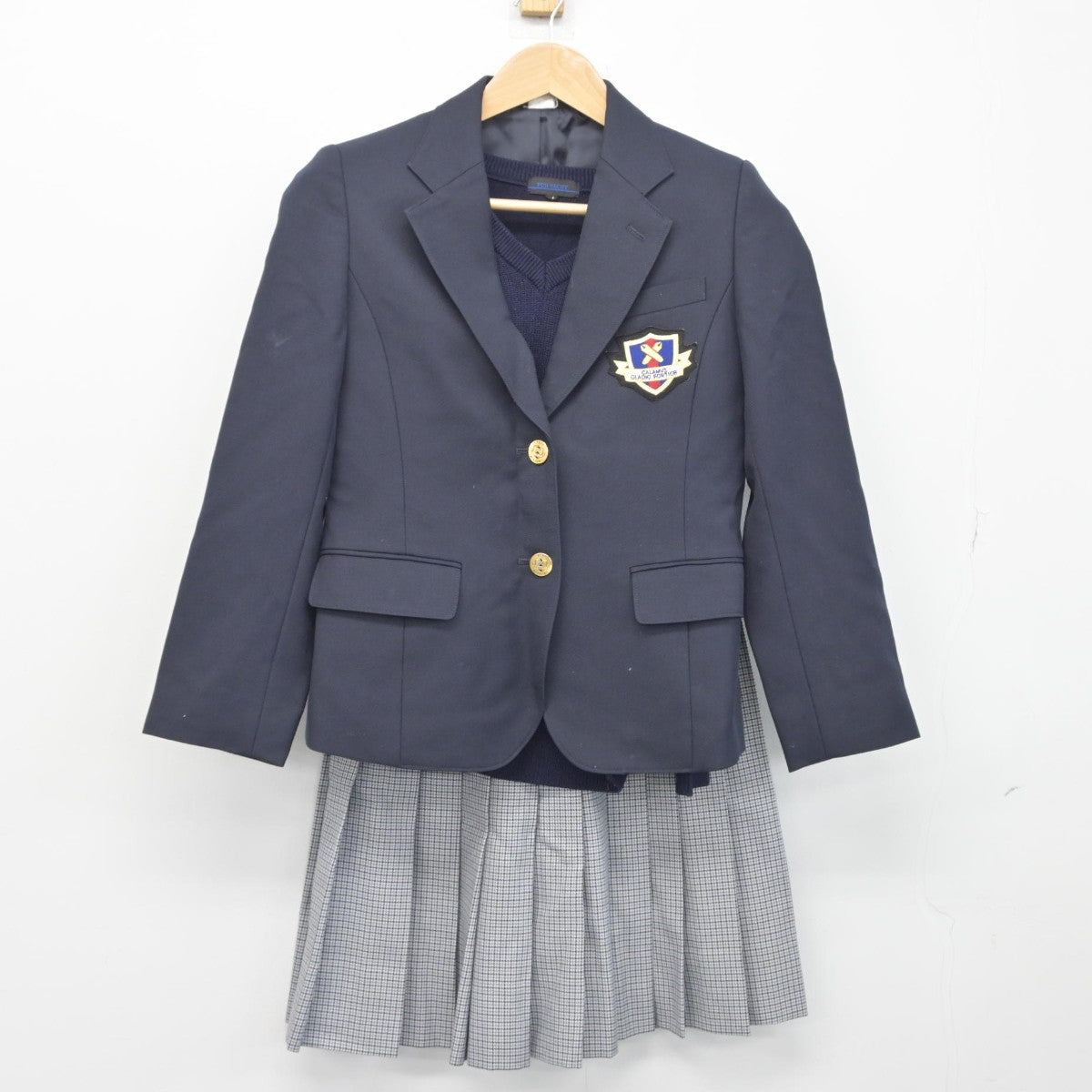 【中古】アメリカ 慶応義塾ニューヨーク学院高等部 女子制服 4点（ブレザー・ニット・スカート）sf033110