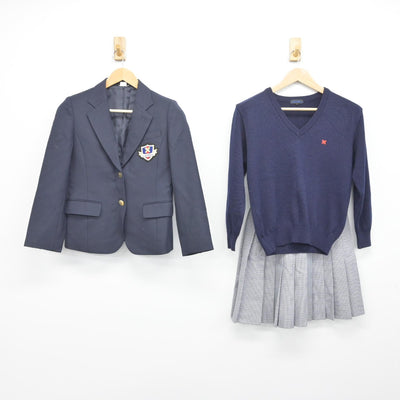 【中古】アメリカ 慶応義塾ニューヨーク学院高等部 女子制服 4点（ブレザー・ニット・スカート）sf033110