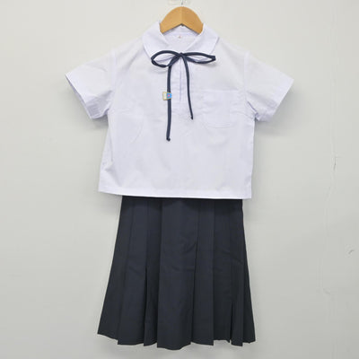 【中古】宮城県 築館中学校 女子制服 3点（シャツ・スカート）sf033149