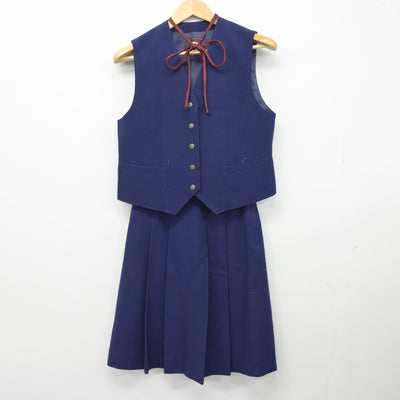 【中古】北海道 滝川西高等学校 女子制服 3点（ベスト・スカート）sf033156