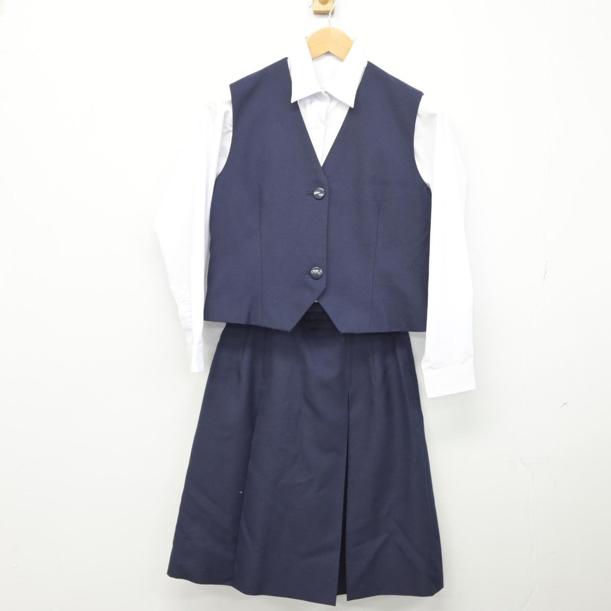 【中古】神奈川県 横浜市立西中学校 女子制服 5点（ブレザー・ベスト・シャツ・スカート）sf033171