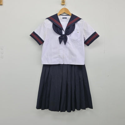 【中古】山梨県 甲州市立塩山中学校 女子制服 3点（セーラー服・セーラー服・スカート）sf033184