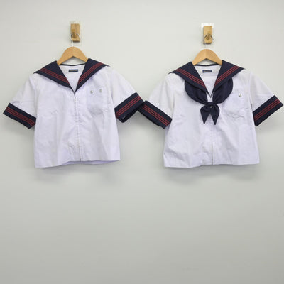 【中古】山梨県 甲州市立塩山中学校 女子制服 3点（セーラー服・セーラー服・スカート）sf033184