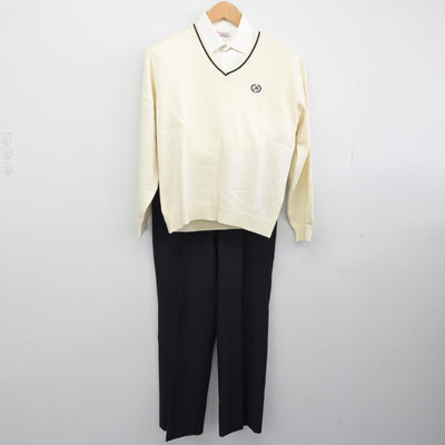 【中古】福岡県 杉森高等学校/旧モデル 男子制服 4点（その他アイテム・ニット・シャツ・ズボン）sf033240