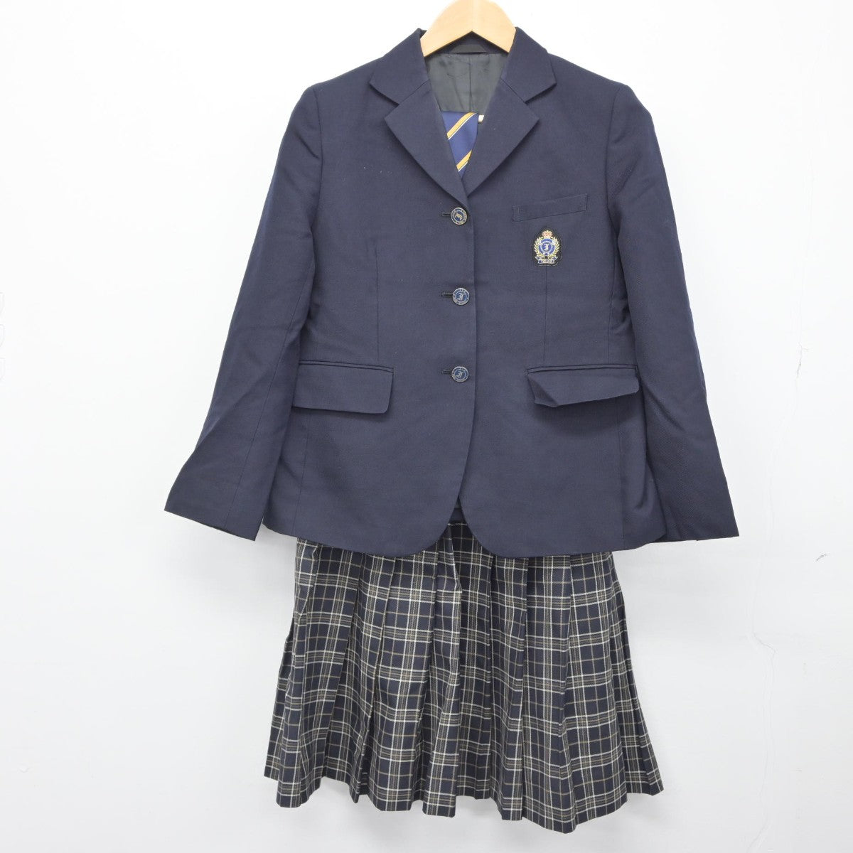 【中古】愛媛県 伊予高等学校 女子制服 5点（ブレザー・ニット・スカート）sf033278