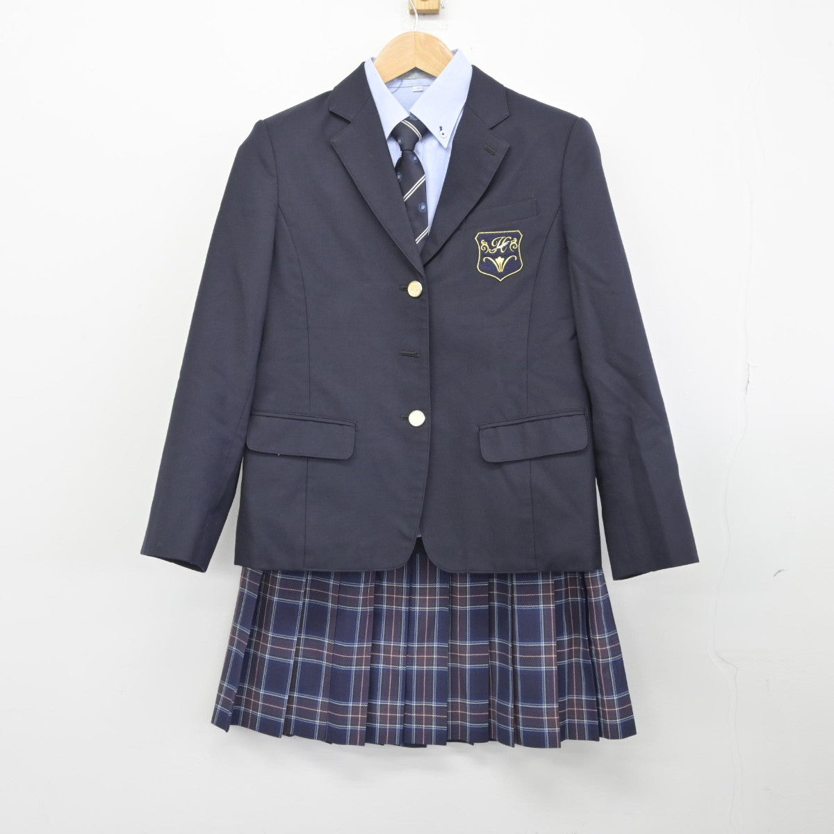 【中古】神奈川県 白鵬女子高等学校 女子制服 5点（ブレザー・ニット・シャツ・スカート）sf033328