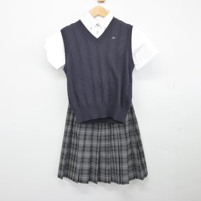 【中古】神奈川県 白鵬女子高等学校 女子制服 3点（ニットベスト・シャツ・スカート）sf033329