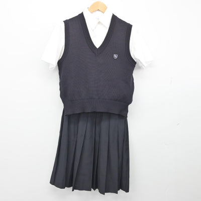 【中古】埼玉県 春日部東高等学校 女子制服 3点（ニットベスト・シャツ・スカート）sf033369