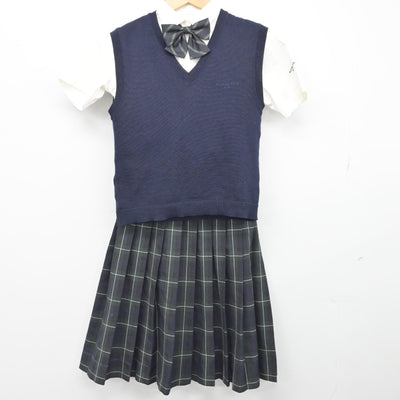 【中古】大阪府 清明学院高等学校 女子制服 5点（ニットベスト・シャツ・スカート）sf033377