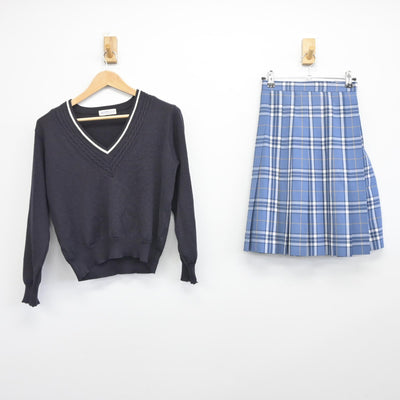 【中古】三重県 飯南高等学校 女子制服 2点（ニット・スカート）sf033394