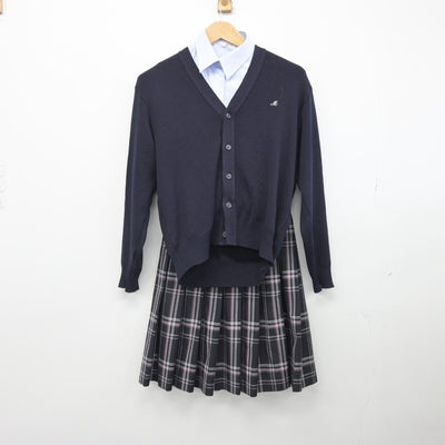 【中古】千葉県 千葉明徳高等学校 女子制服 5点（ブレザー・ニット・シャツ・スカート）sf033405