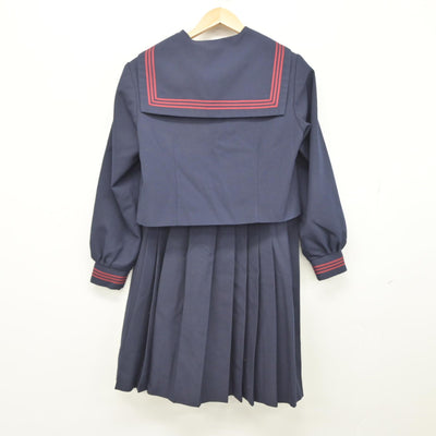 【中古】栃木県 茂木中学校 女子制服 3点（セーラー服・スカート）sf033456