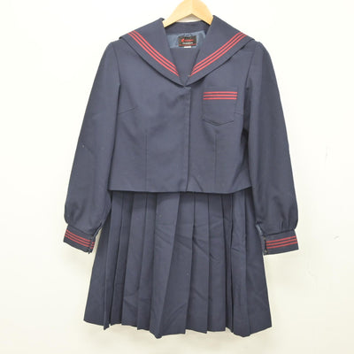 【中古】栃木県 茂木中学校 女子制服 2点（セーラー服・スカート）sf033457