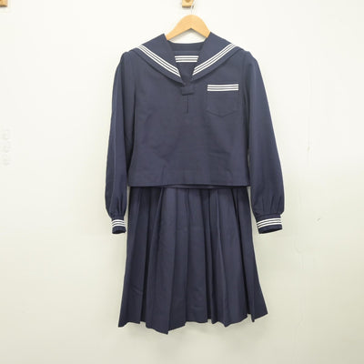 【中古】岡山県 笠岡市立白石中学校 女子制服 2点（セーラー服・スカート）sf033476