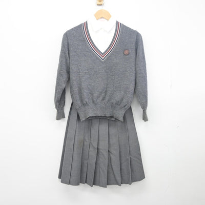 【中古】茨城県 常総学院中学高等学校 女子制服 3点（ニット・シャツ・スカート）sf033487