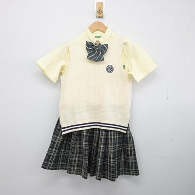 【中古】千葉県 植草学園高等学校 女子制服 4点（ニットベスト・シャツ・スカート）sf033505