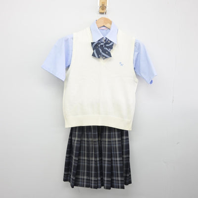 【中古】山梨県 甲府東高等学校 女子制服 4点（ニットベスト・シャツ・スカート）sf033512