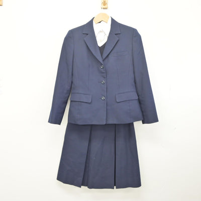 【中古】福岡県 筑紫高等学校 女子制服 4点（ブレザー・シャツ・ニット・スカート）sf033549