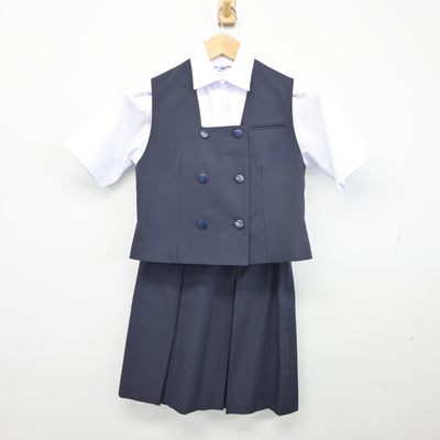 【中古】埼玉県 川越女子高等学校 女子制服 3点（ベスト・シャツ・スカート）sf033614