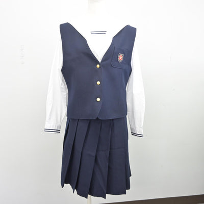 【中古】岡山県 就実高等学校 女子制服 6点（ブレザー・ベスト・セーラー服・スカート）sf033622