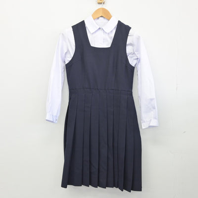 【中古】千葉県 湊中学校 女子制服 2点（シャツ・ジャンパースカート）sf033649